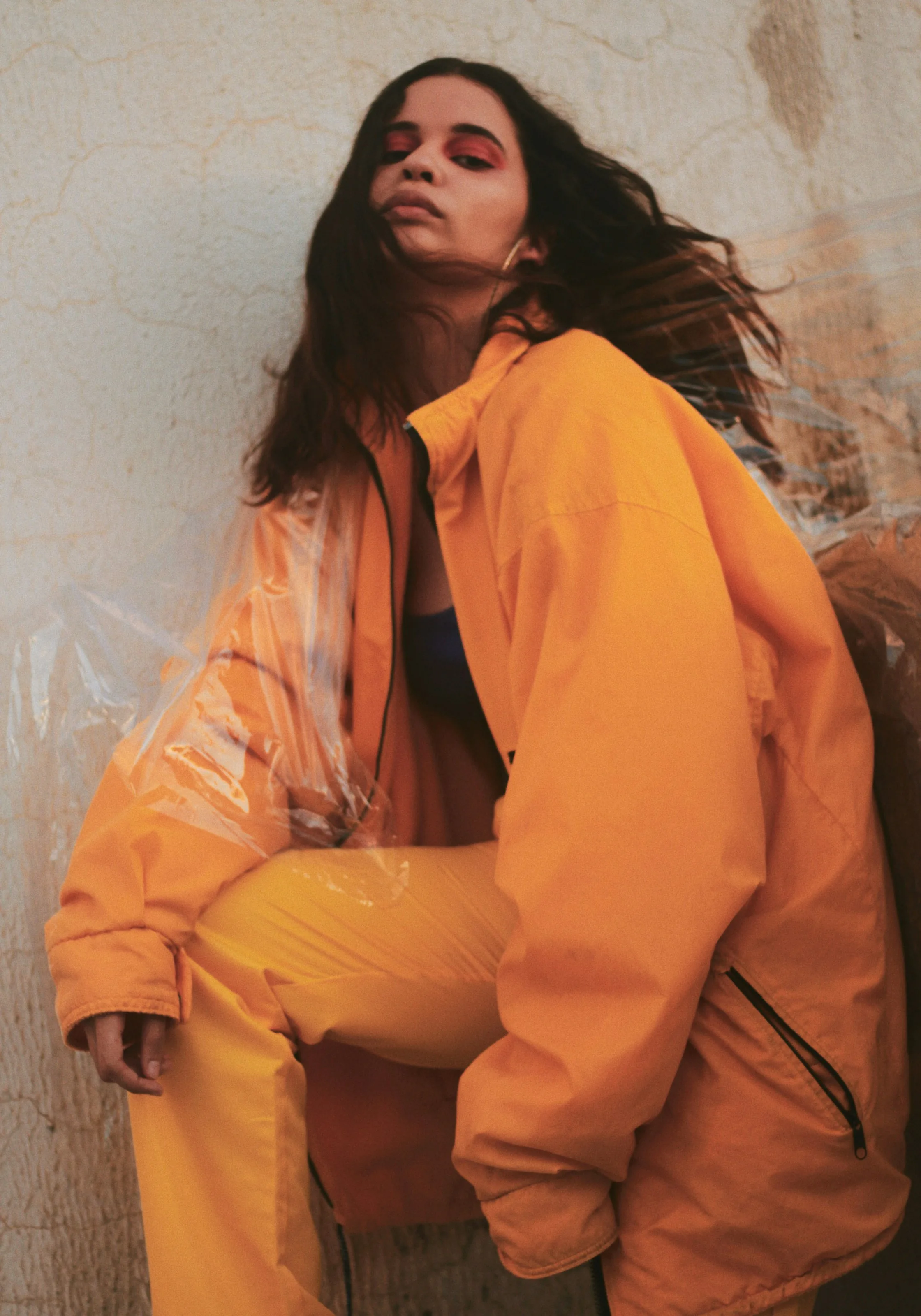 Model in an orange suit