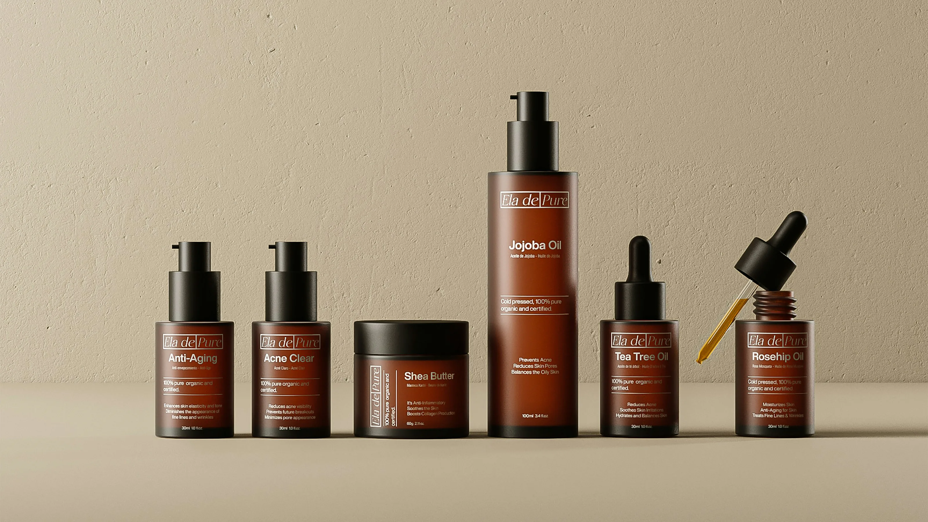 Solene skincare bottles on a neutral set
